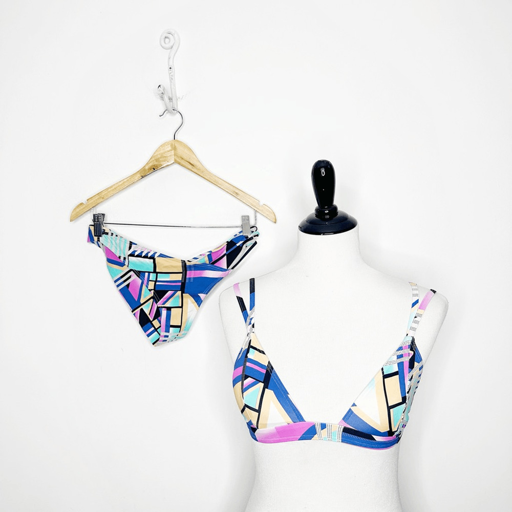 KOPPER & ZINK block party bikini sexy low rise tiny retro top small bottom M
